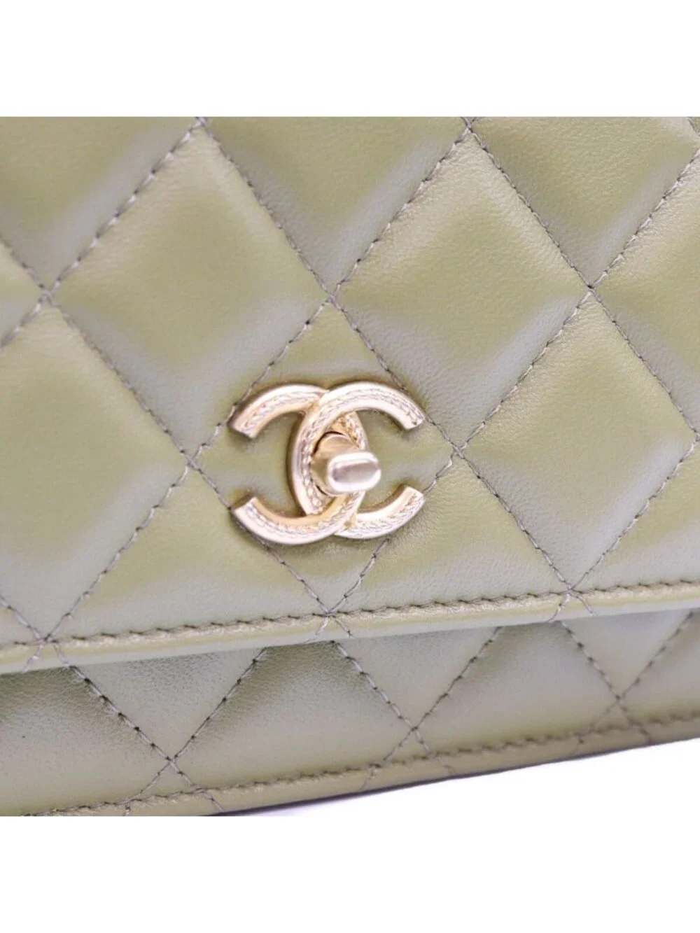 Chanel Khaki Lambskin Quilted Top Handle 2-Way Chain Back Handbag